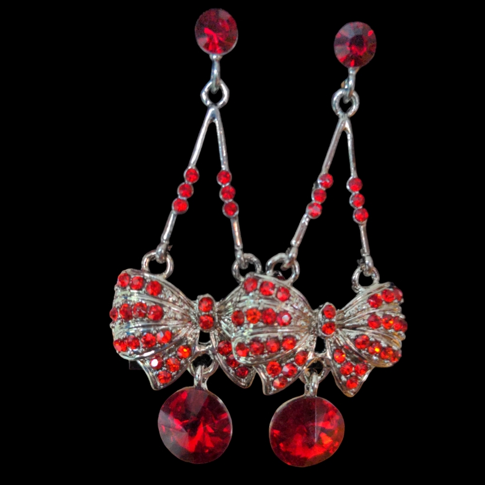 ❤️ Christmas Red Bow Pierced Earrings NEW